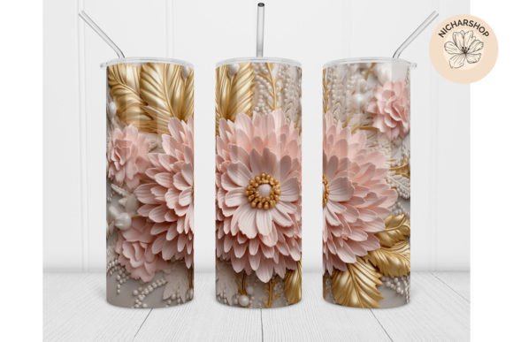 20oz 3D Chrysanthemum Flower Tumbler PNG Download