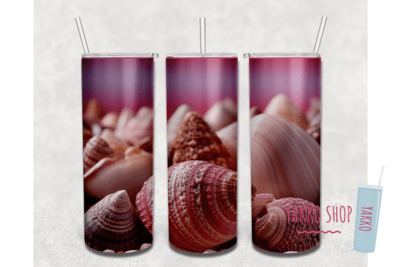 20oz 3D Shells Sea Beach Summer Tumbler5 Digital Sublimation Design