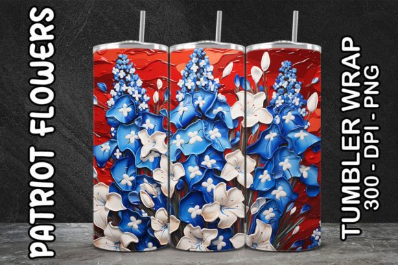 3D Blue Delphiniums Flower Tumbler Design