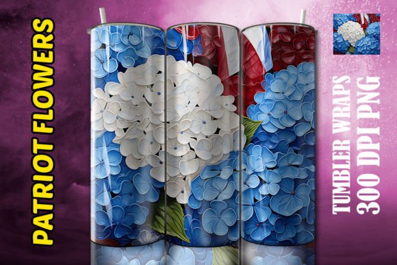 3D Blue Hydrangeas Flower Tumbler 3 Design Asset