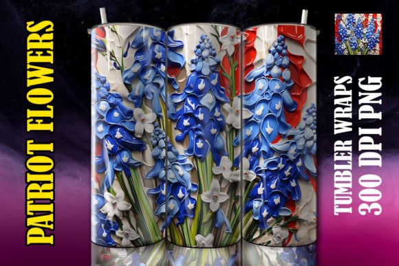 3D Bluebells Flower Tumbler 3 Design Asset