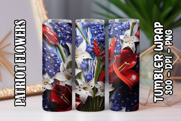 3D Bluebells Flower Tumbler 9 Sublimation Design