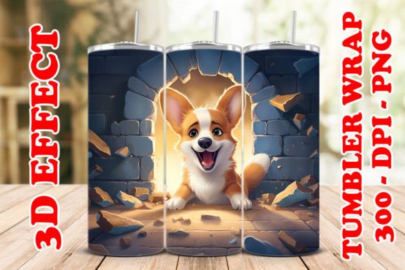 3D Cute Corgi Flower Tumbler 10: Digital Sublimation Design