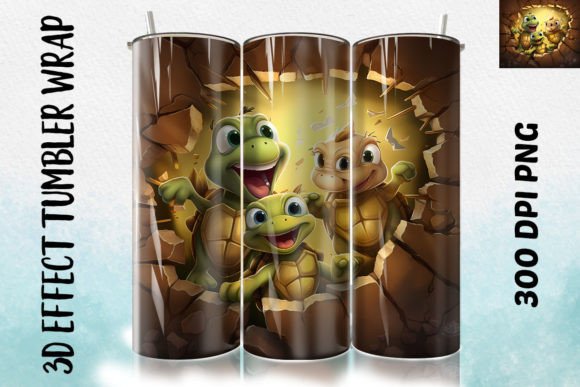 3D Cute Turtles Flower Tumbler 3: A Digital Design for Creative Sublimation Projects