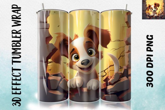 3D Dog Flower Tumbler 7: Digital Sublimation Design