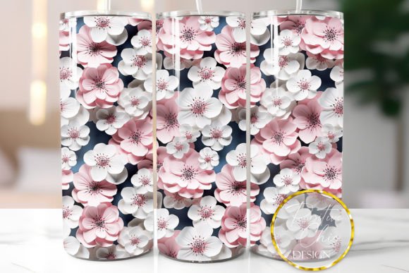 3D Flowers Tumbler Wrap Sublimation PNG Guide