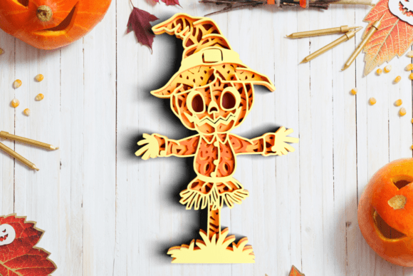 3D Layered Halloween SVG: Straw Man Shadow Box