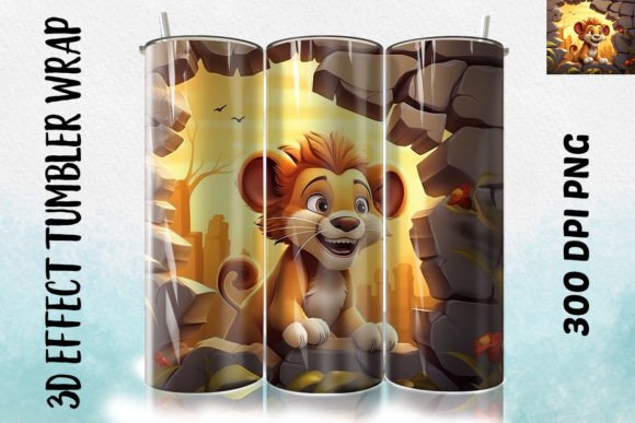 3D Lion Flower Tumbler 11: Elevating Sublimation Projects with Realistic Digital Art