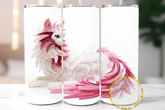 3D Pink Cat Tumbler Wrap Sublimation PNG Guide