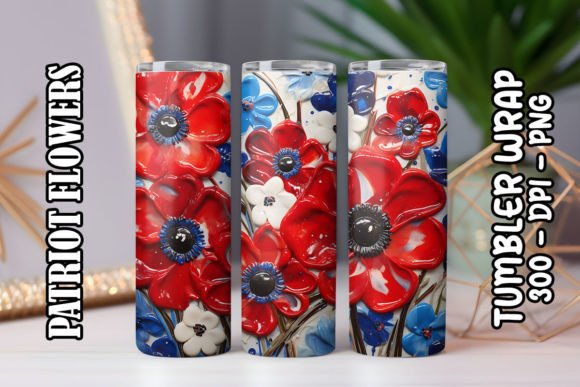 3D Red Anemones Flower Tumbler Sublimation Design