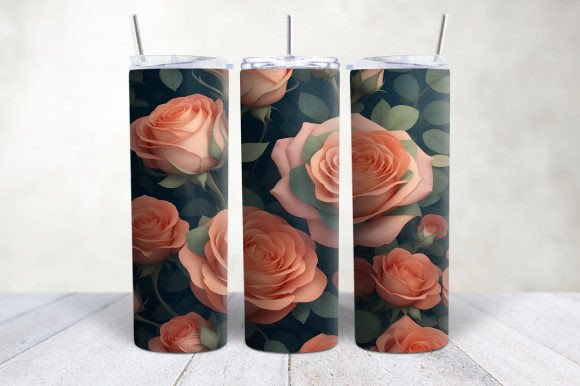 3D Roses Flowers Botanical Tumbler Wrap: Elevating Custom Drinkware Design