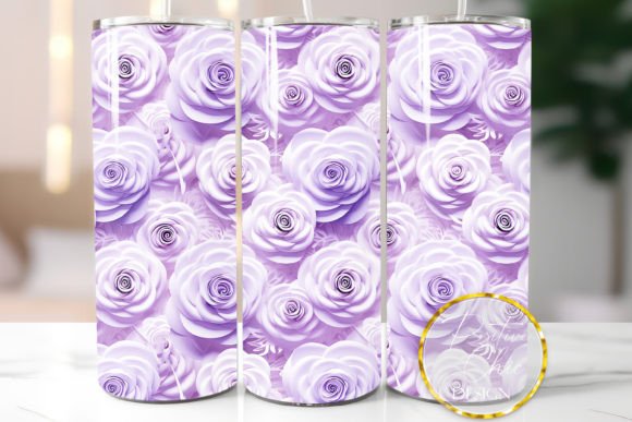 3D Roses Tumbler Wrap Sublimation PNG: Elevating Custom Drinkware Design