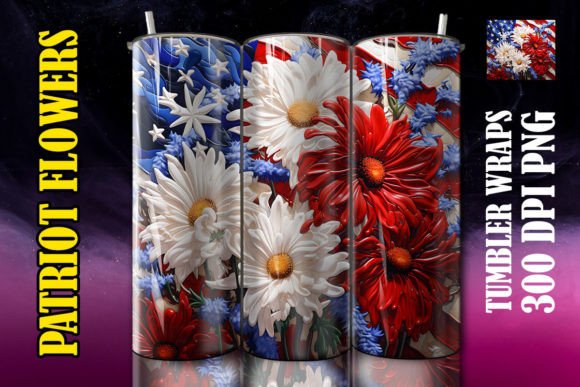 3D White Asters Flower Tumbler 3 Sublimation Design
