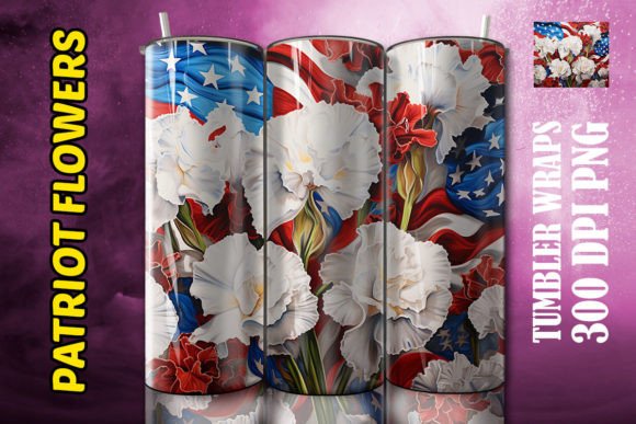 3D White Carnations Flower Tumbler 2 Design Guide