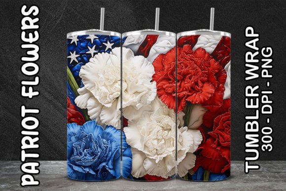 3D White Carnations Flower Tumbler 4 Design Guide