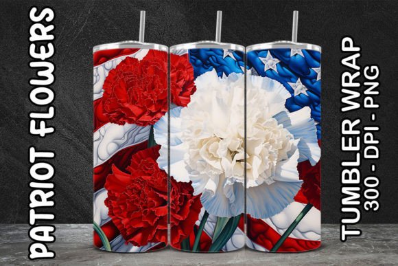 3D White Carnations Flower Tumbler 6 Design Guide