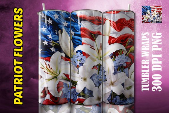 3D White Lilies Tumbler Design