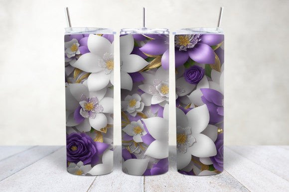 Evaluating the 3D White Gold Purple Flowers Tumbler Design for Sublimation Projects