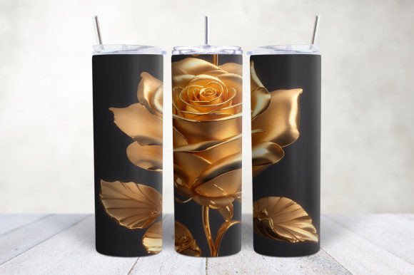 Strategic Application of the 3D Gold Rose Tumbler Wrap for Commercial Sublimation